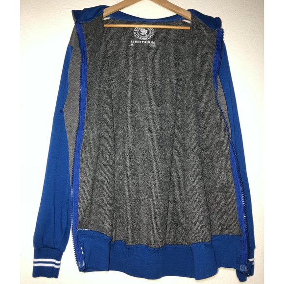 Roomy Letterman Stripe Hoodie (Gray/Blue) - Picture 3 of 5